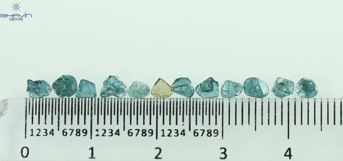 0.84 CT/12 Pcs Natural Slice Diamond Enhanced Blue Color Clarity I3 (3.27 MM)