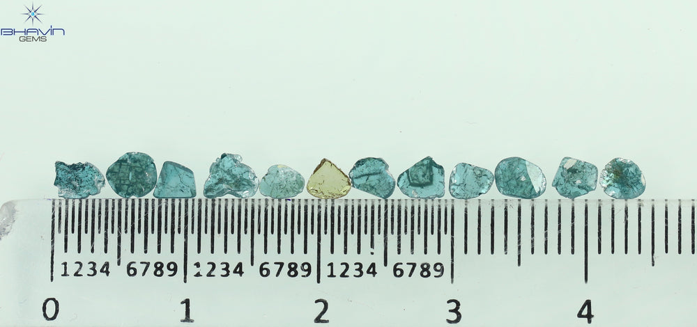 0.84 CT/12 個 スライス形状 天然ダイヤモンド ブルー カラー I3 クラリティ (3.27 MM)