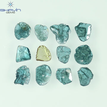 0.84 CT/12 Pcs Natural Slice Diamond Enhanced Blue Color Clarity I3 (3.27 MM)