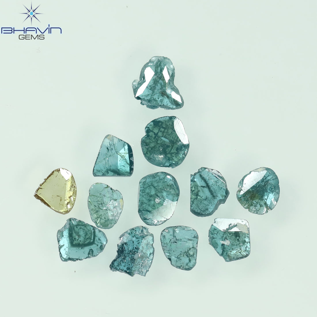 0.84 CT/12 Pcs Natural Slice Diamond Enhanced Blue Color Clarity I3 (3.27 MM)