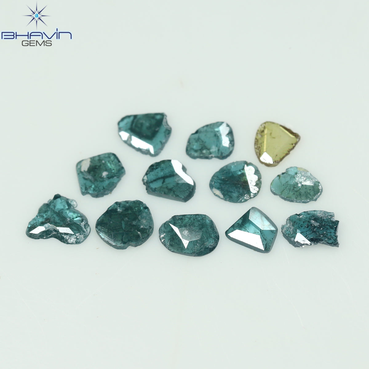 0.84 CT/12 Pcs Natural Slice Diamond Enhanced Blue Color Clarity I3 (3.27 MM)