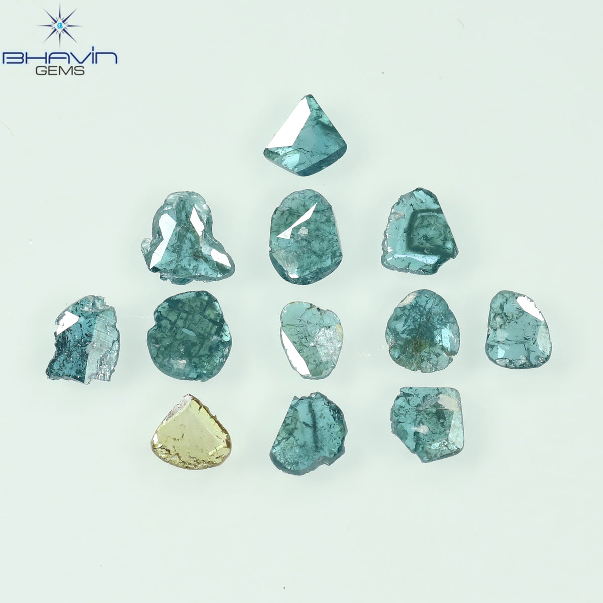 0.84 CT/12 Pcs Natural Slice Diamond Enhanced Blue Color Clarity I3 (3.27 MM)