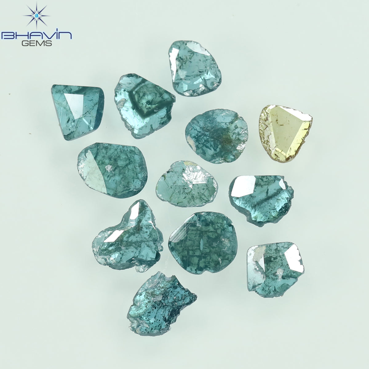 0.84 CT/12 Pcs Natural Slice Diamond Enhanced Blue Color Clarity I3 (3.27 MM)