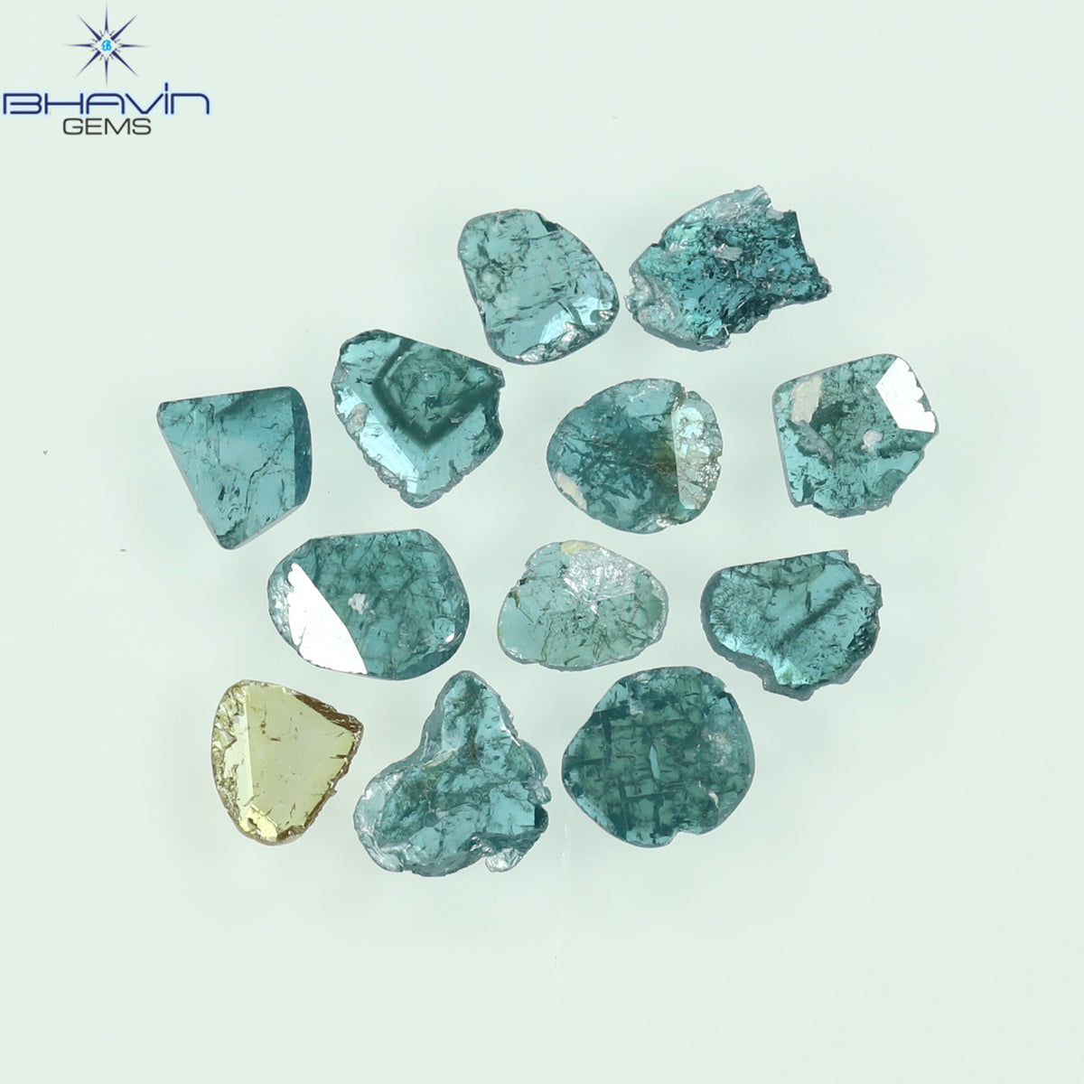 0.84 CT/12 Pcs Natural Slice Diamond Enhanced Blue Color Clarity I3 (3.27 MM)