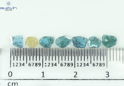 0.69 CT/7 個スライス シェイプ ナチュラル ダイヤモンド ブルー カラー I3 クラリティ (4.70 MM)