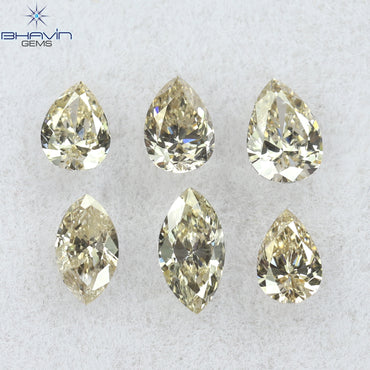 0.71 CT/6 Pcs CT Pear-Marquise Shape Natural Loose Diamond Brown Color VS-SI Clarity (5.10 MM)