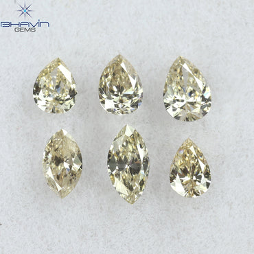 0.71 CT/6 Pcs CT Pear-Marquise Shape Natural Loose Diamond Brown Color VS-SI Clarity (5.10 MM)