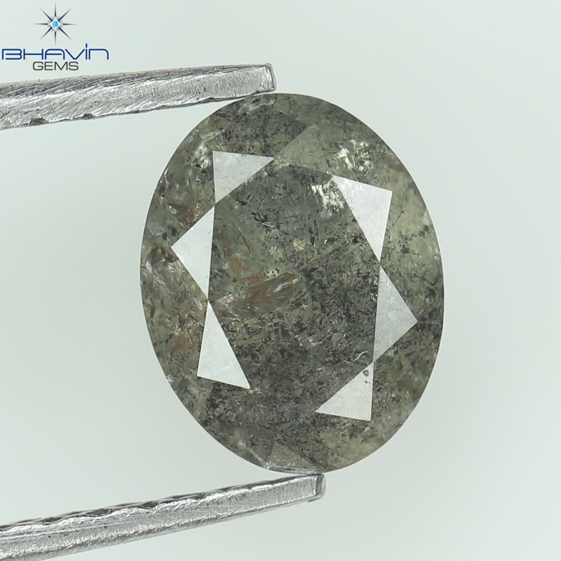 0.93 CT Oval Natural Diamond Black Gray Salt And Pepper Clarity I3 (6.80 MM)