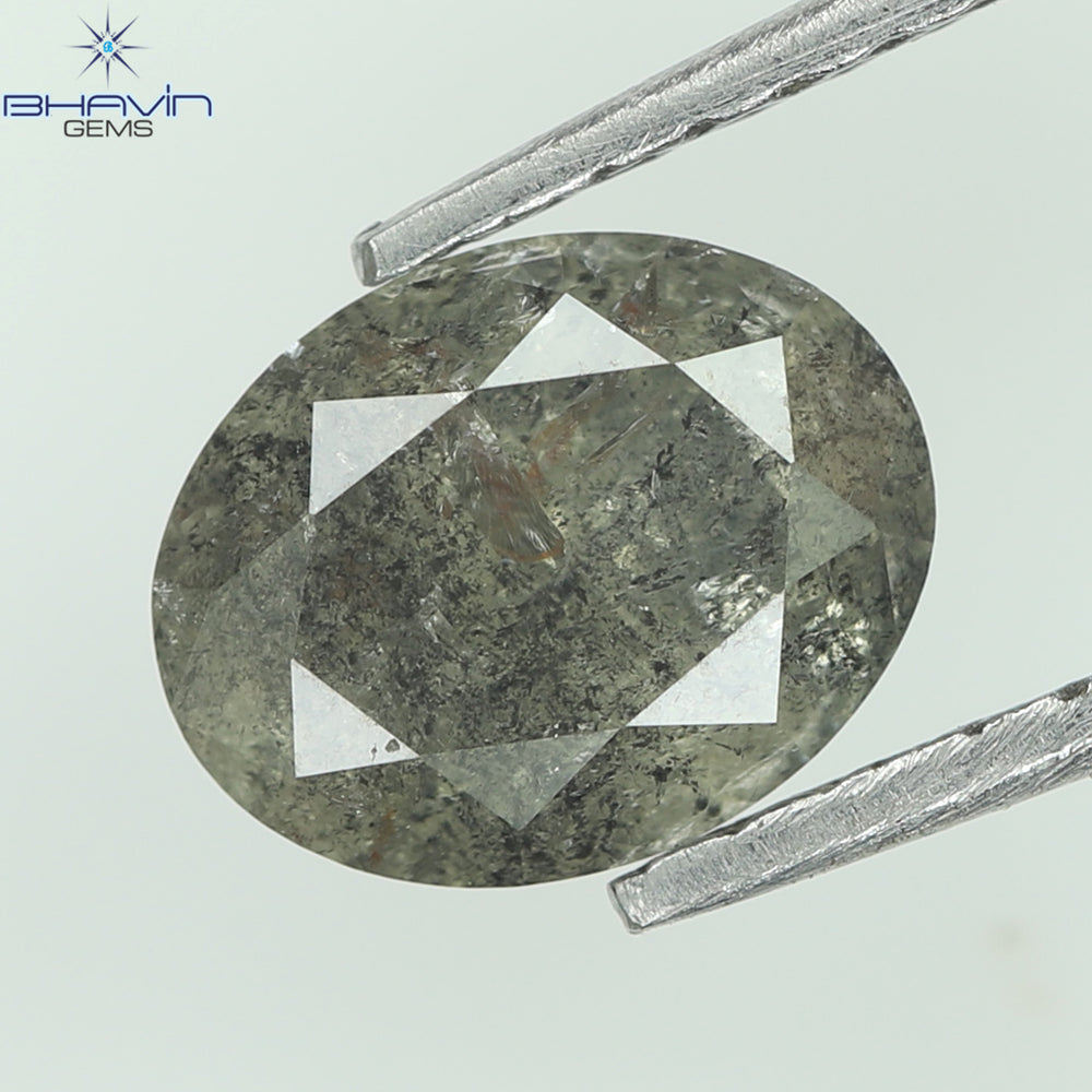 0.93 CT Oval Shape Black Gray Salt And Pepper Diamond Natural Loose Diamond Clarity I3 (6.80 MM)