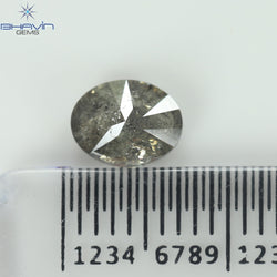 0.93 CT オーバル シェイプ ブラック グレー ソルト アンド ペッパー ダイヤモンド ナチュラル ルース ダイヤモンド クラリティ I3 (6.80 MM)