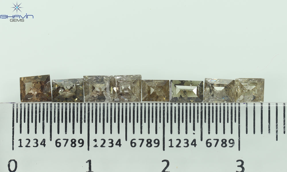 2.25 CT (8 個) バゲット シェイプ ナチュラル ダイヤモンド ブラウン カラー I3 クラリティ (4.48 MM)