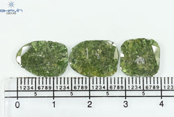 6.64 CT/3 Pcs Slice Shape Natural Diamond Green Color I3 Clarity (14.10 MM)