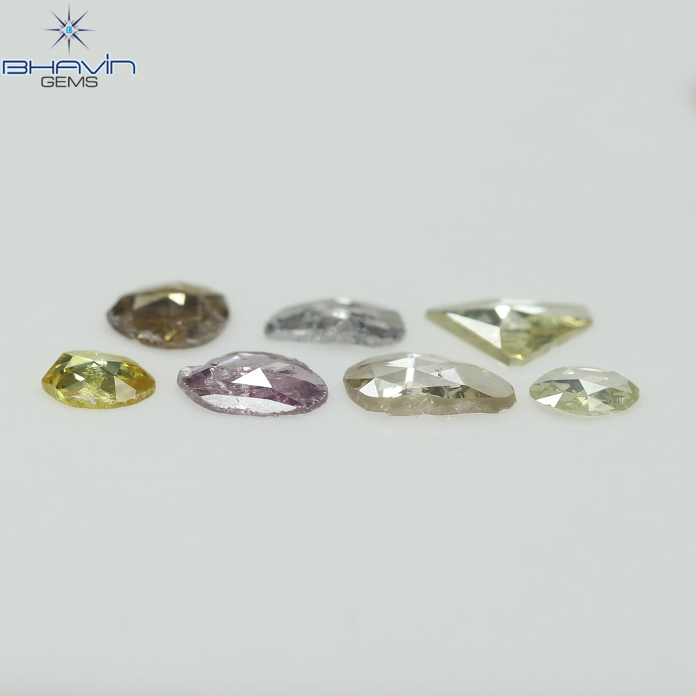 0.97 CT/7 Pcs Rosecut Polki Shape Natural Diamond  Fancy Color  I1 Clarity (6.01 MM)