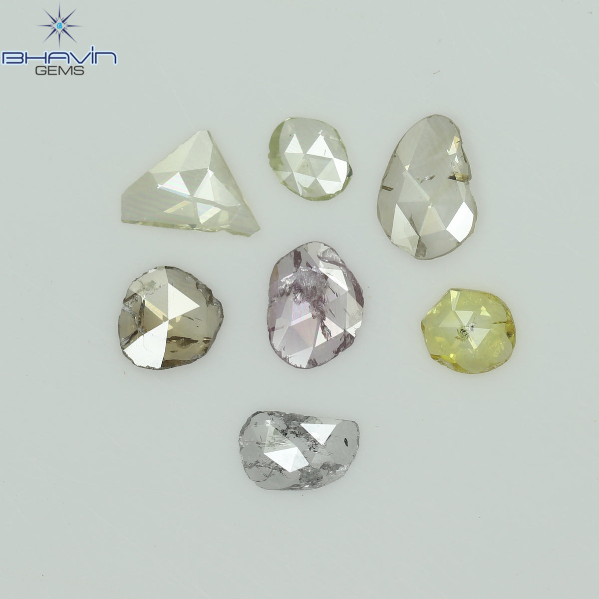 0.97 CT (7 Pcs) Rosecut Polki Natural Diamond Fancy Color Clarity I1 (6.01 MM)