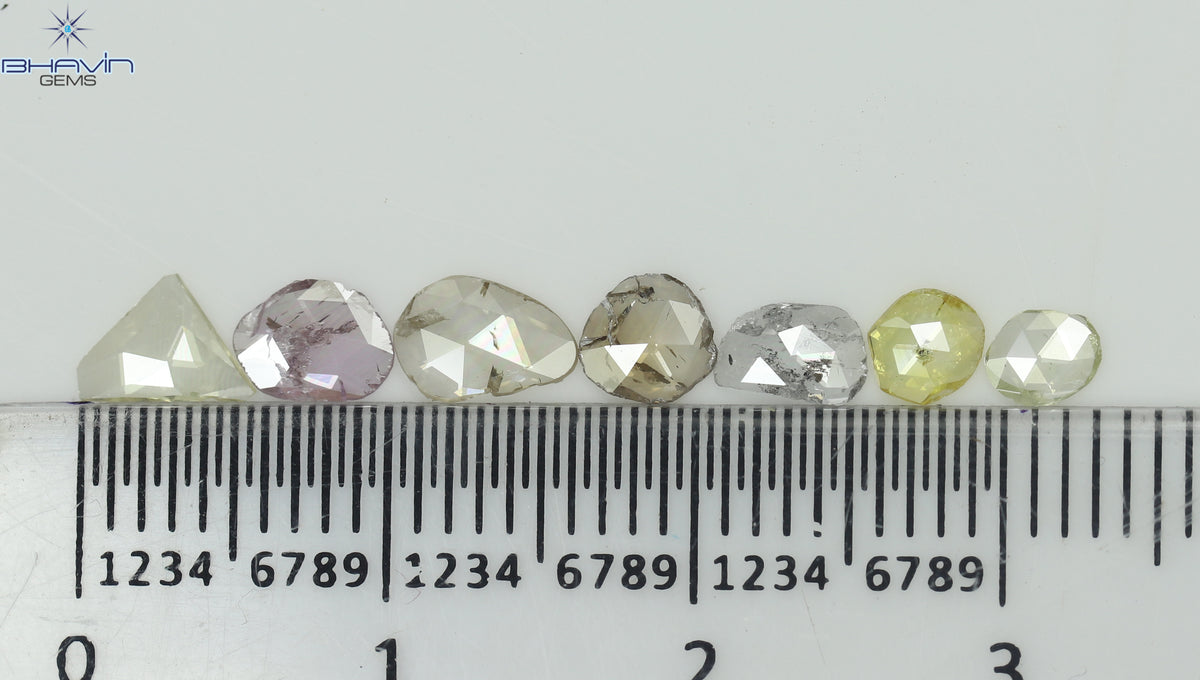 0.97 CT (7 Pcs) Rosecut Polki Natural Diamond Fancy Color Clarity I1 (6.01 MM)