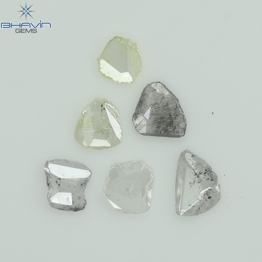 0.41 CT/6 個ローズカット ポルキ シェイプ ナチュラル ダイヤモンド ホワイト カラー I3 クラリティ (3.65 MM)