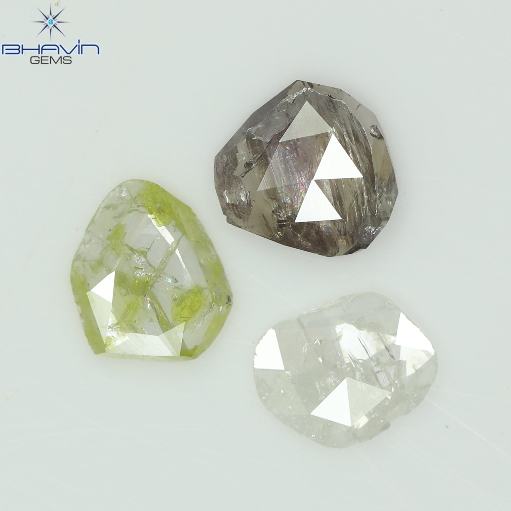 1.02 CT/3 Pcs Rosecut Polki Shape Natural Diamond  Fancy Color  I3 Clarity (5.69 MM)