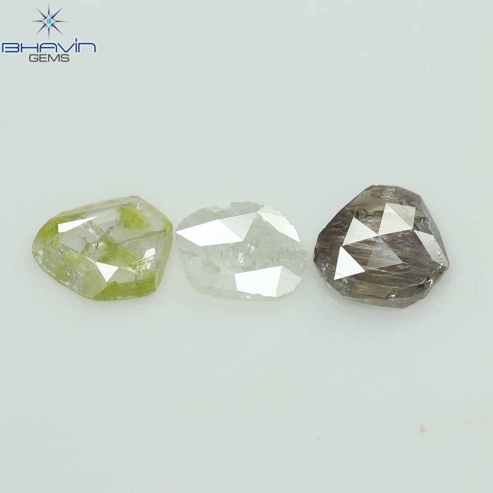1.02 CT/3 Pcs Rosecut Polki Shape Natural Diamond  Fancy Color  I3 Clarity (5.69 MM)