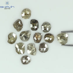 3.56 CT/13 Pcs Rosecut Polki Shape Natural Diamond  Brown Color  I3 Clarity (5.75 MM)