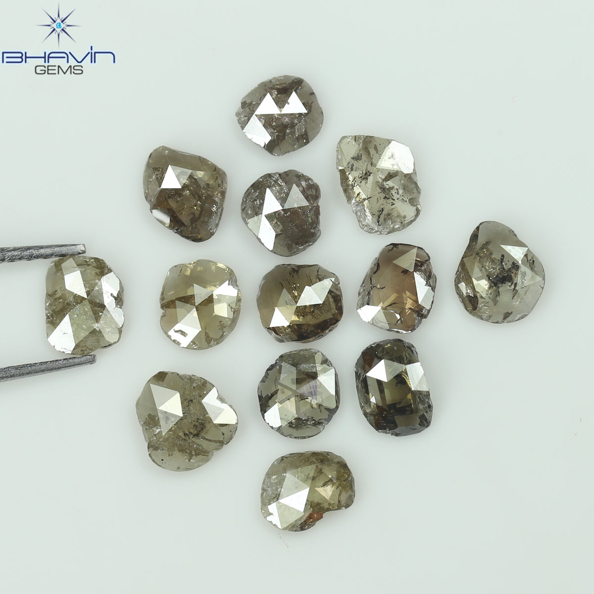 3.56 CT (13 Pcs) Rosecut Polki Natural Diamond Brown Color Clarity I3 (5.75 MM)