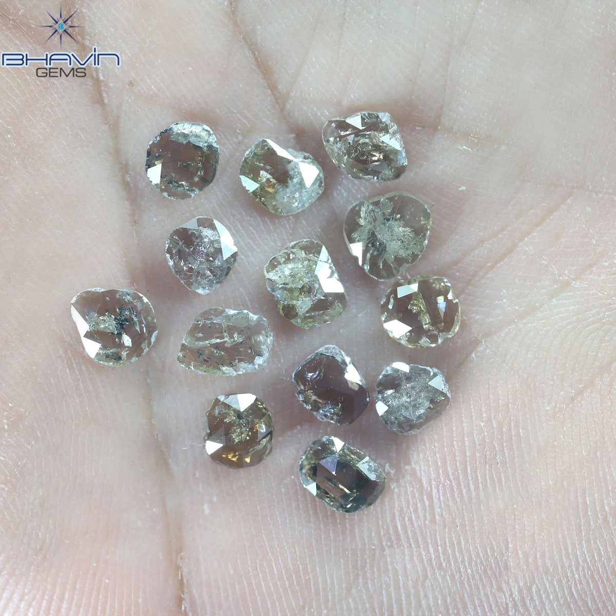 3.56 CT (13 Pcs) Rosecut Polki Natural Diamond Brown Color Clarity I3 (5.75 MM)