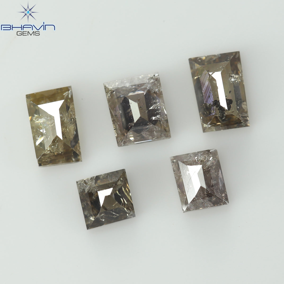 0.83 CT (5 Pcs) Square Baguette Natural Diamond Brown Color Clarity I3 (4.14 MM)