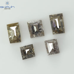 0.83 CT (5 Pcs) Square Baguette Shape Natural Diamond  Brown Color I3 Clarity (4.14 MM)