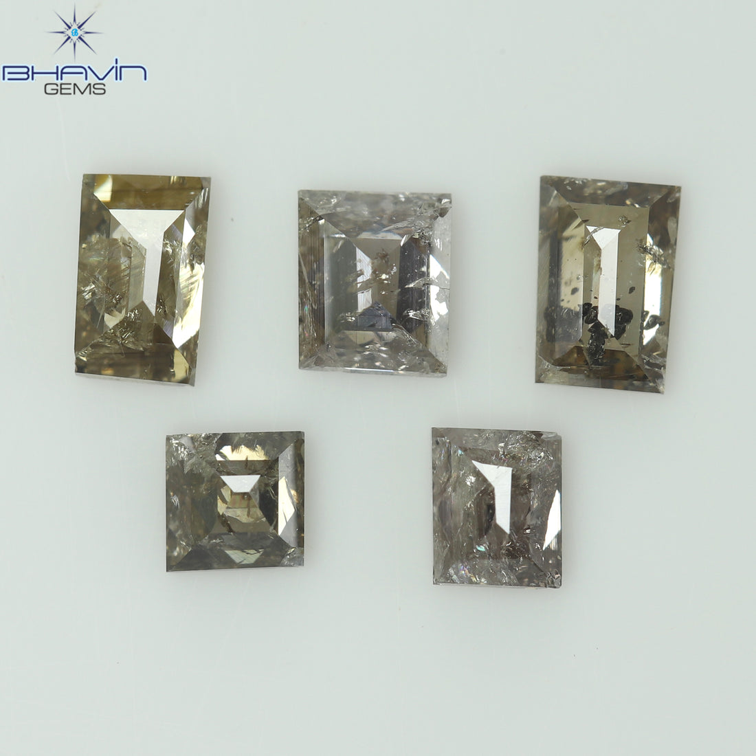 0.83 CT (5 Pcs) Square Baguette Natural Diamond Brown Color Clarity I3 (4.14 MM)