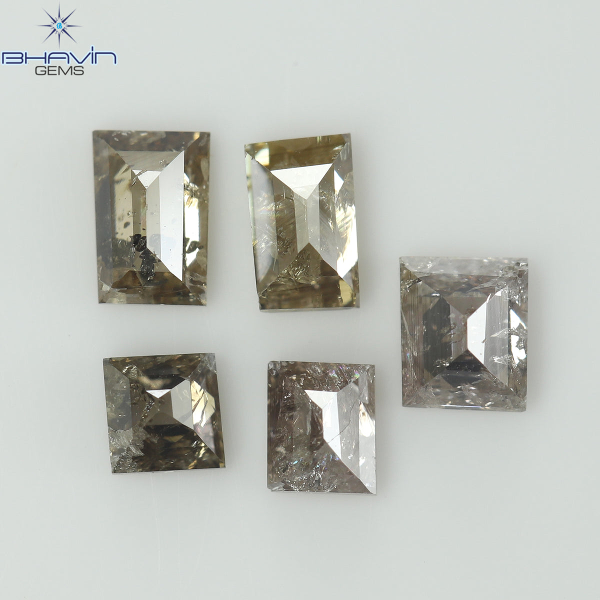 0.83 CT (5 Pcs) Square Baguette Natural Diamond Brown Color Clarity I3 (4.14 MM)