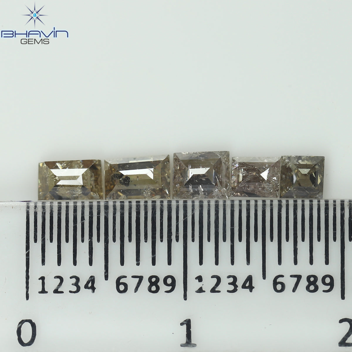 0.83 CT (5 Pcs) Square Baguette Natural Diamond Brown Color Clarity I3 (4.14 MM)