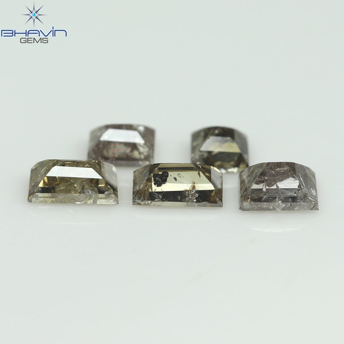 0.83 CT (5 Pcs) Square Baguette Natural Diamond Brown Color Clarity I3 (4.14 MM)