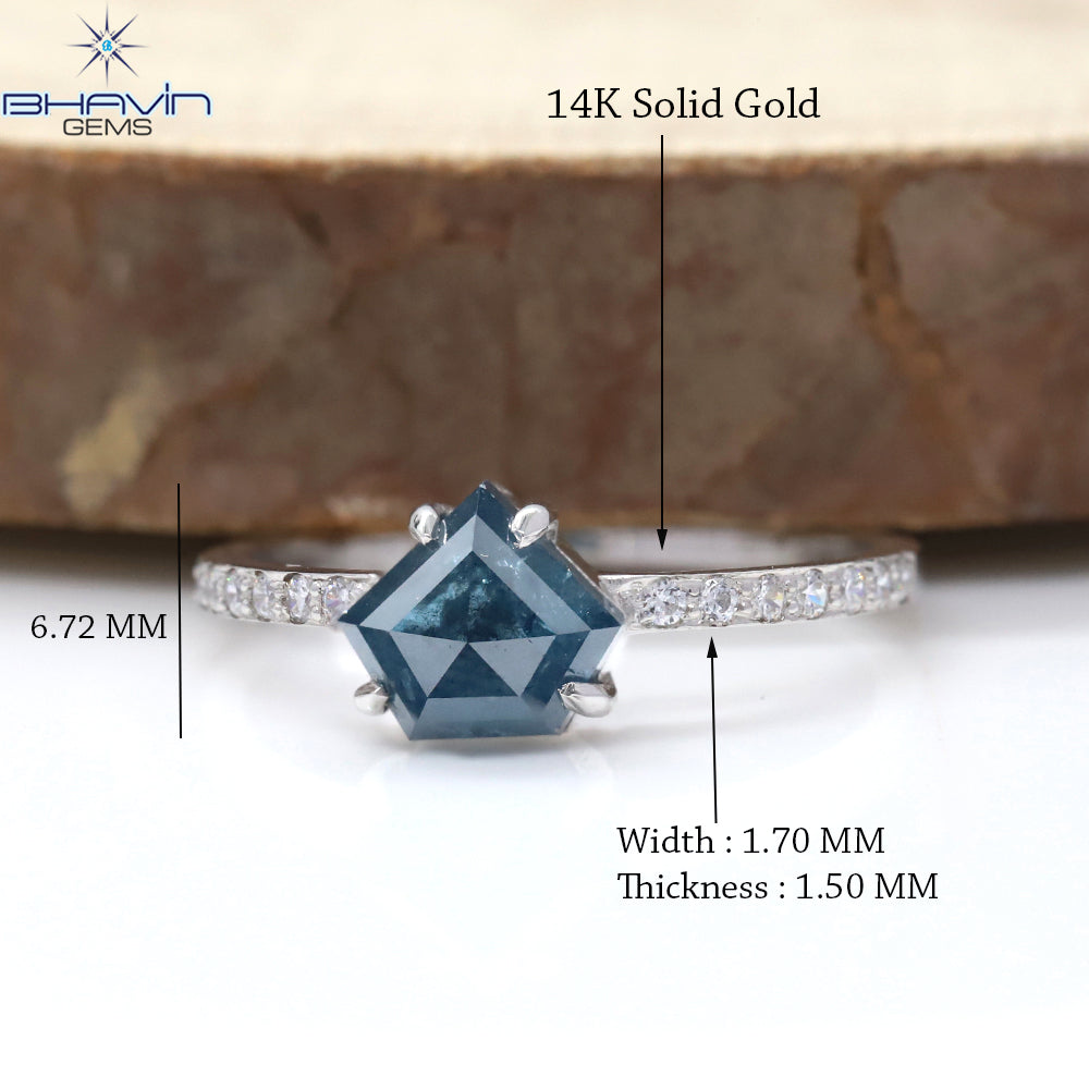 ペンタゴン ダイヤモンド ブルーカラー 天然ダイヤモンド リング 婚約指輪