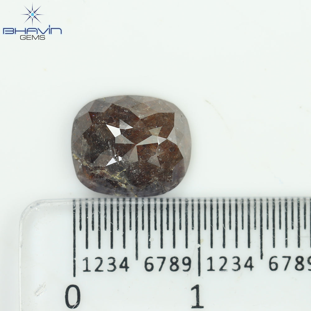 2.89 CT, Cushion Dark Brown Salt And pepper diamond, I3 Clarity