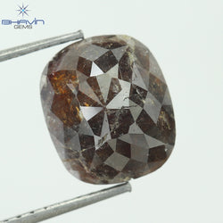 2.75 CT, Cushion Dark Brown Salt And pepper diamond, I3 Clarity (9.59 MM)