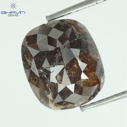 2.75 CT, Cushion Dark Brown Salt And pepper diamond, I3 Clarity (9.59 MM)