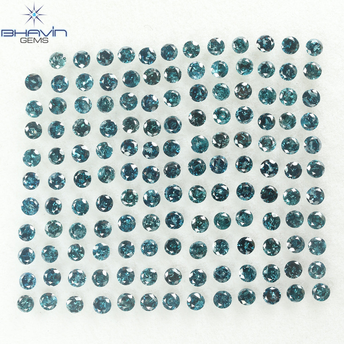 12.66 CT (142 Pcs) Round Natural Diamond Enhanced Blue Color Clarity I3 (2.89 MM)