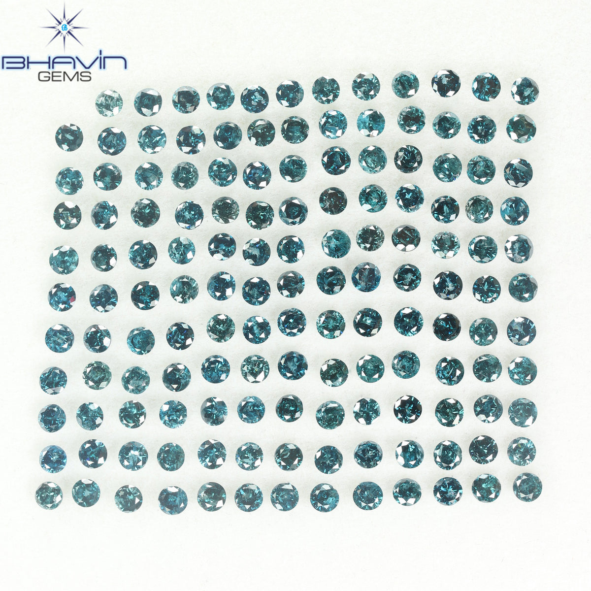 12.66 CT (142 Pcs) Round Natural Diamond Enhanced Blue Color Clarity I3 (2.89 MM)