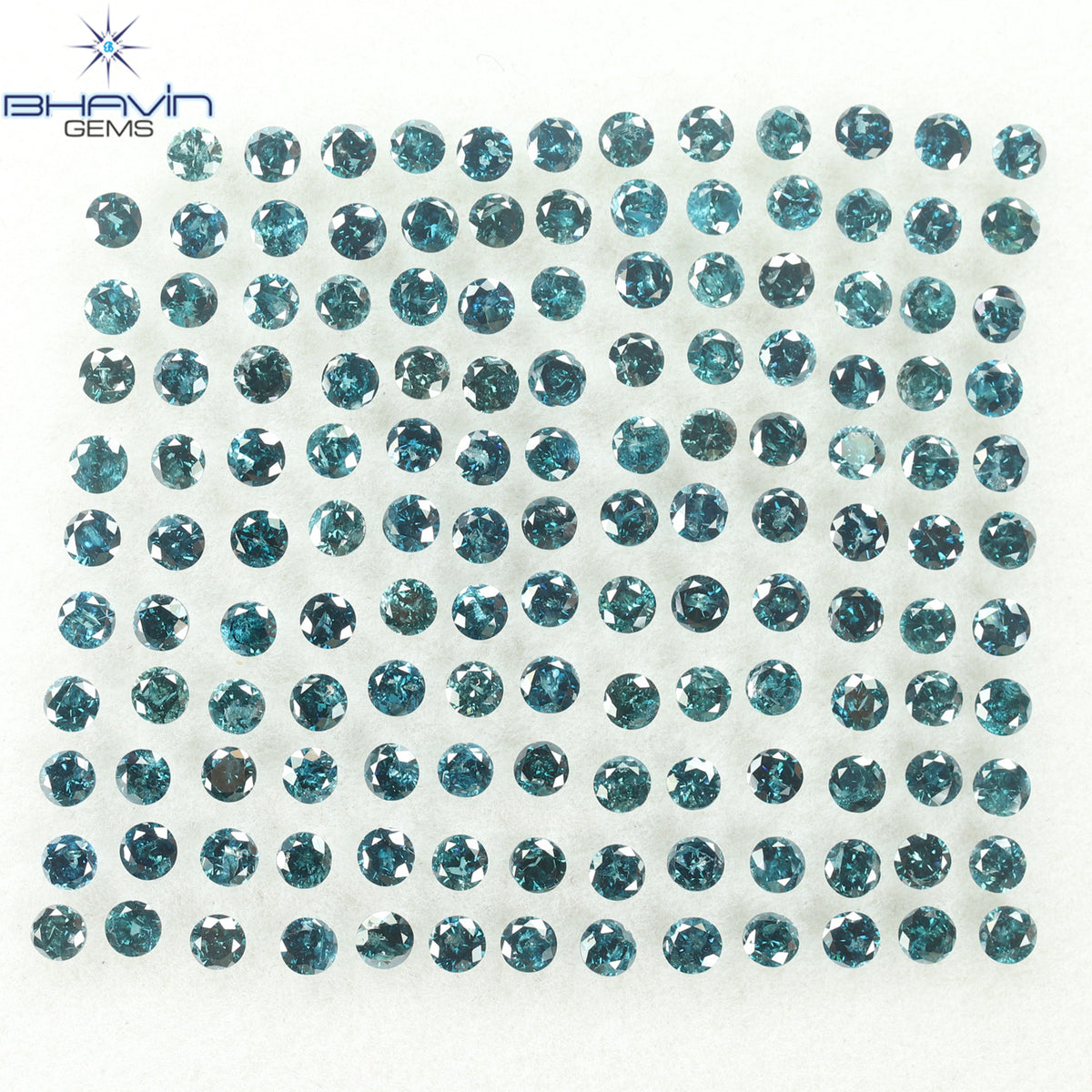 12.66 CT (142 Pcs) Round Natural Diamond Enhanced Blue Color Clarity I3 (2.89 MM)
