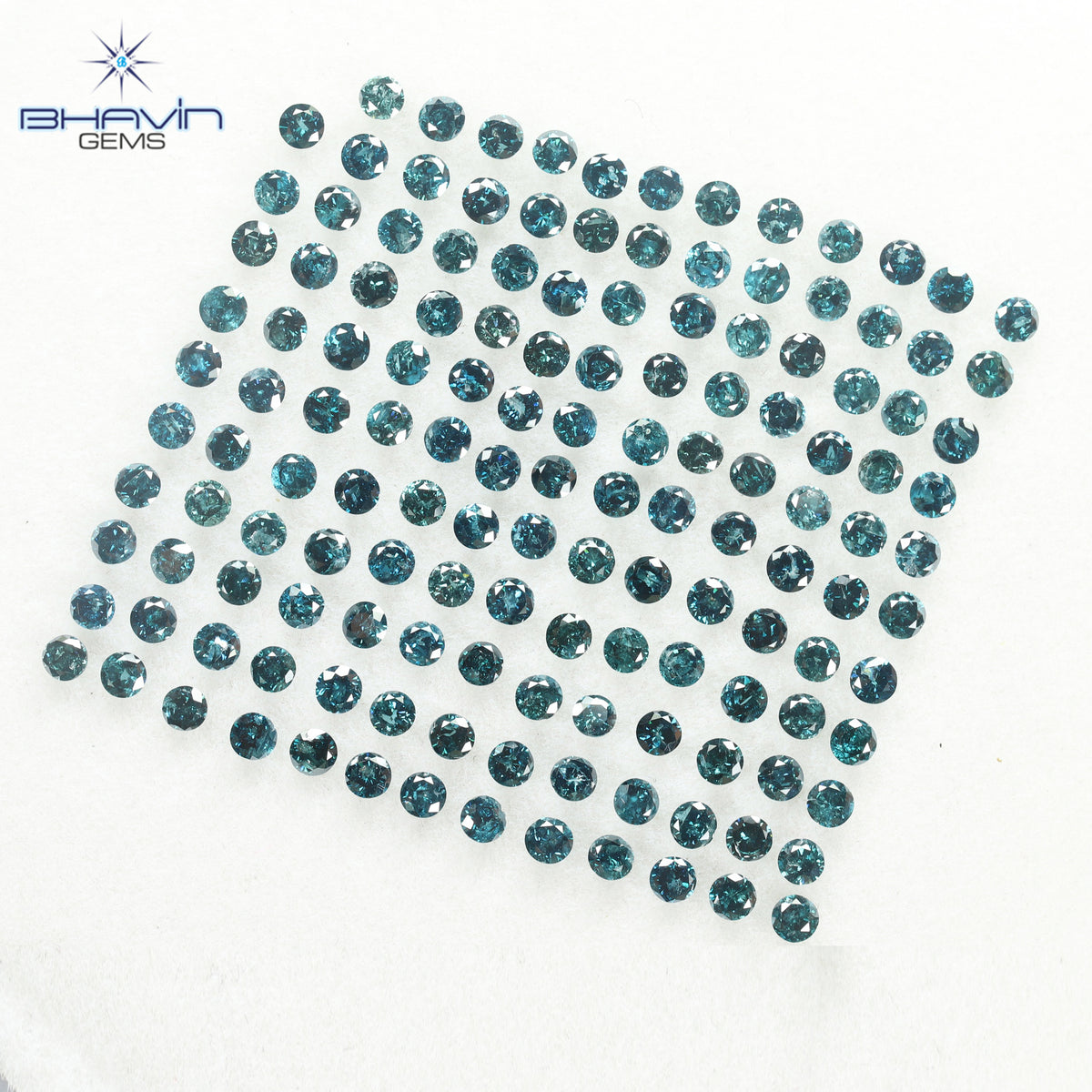 12.66 CT (142 Pcs) Round Natural Diamond Enhanced Blue Color Clarity I3 (2.89 MM)