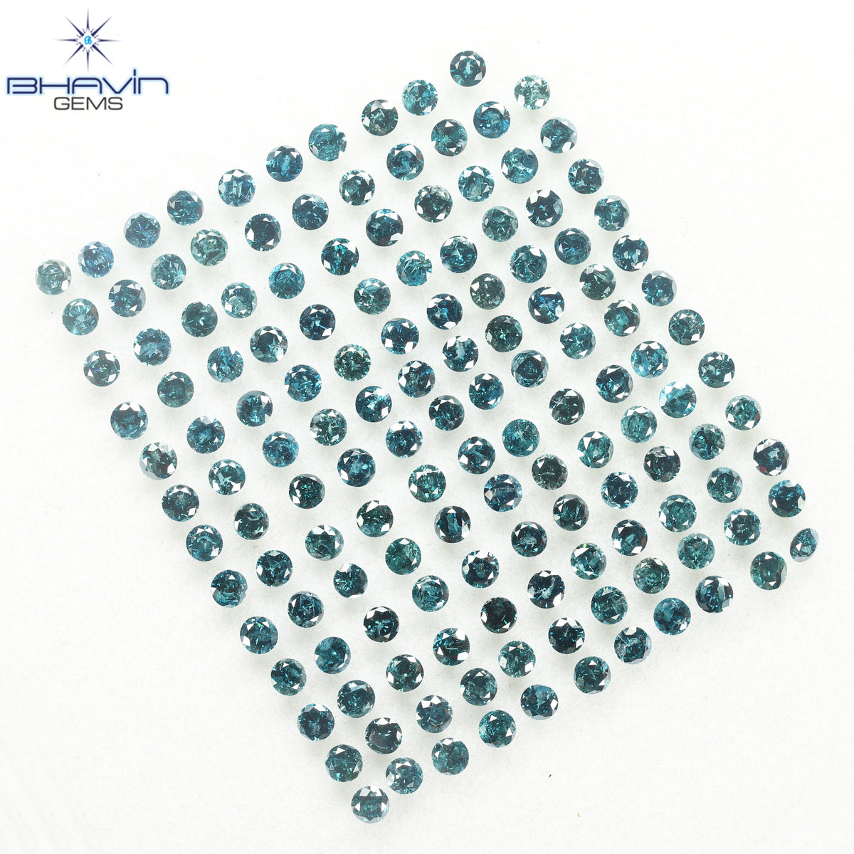 12.66 CT (142 Pcs) Round Natural Diamond Enhanced Blue Color Clarity I3 (2.89 MM)
