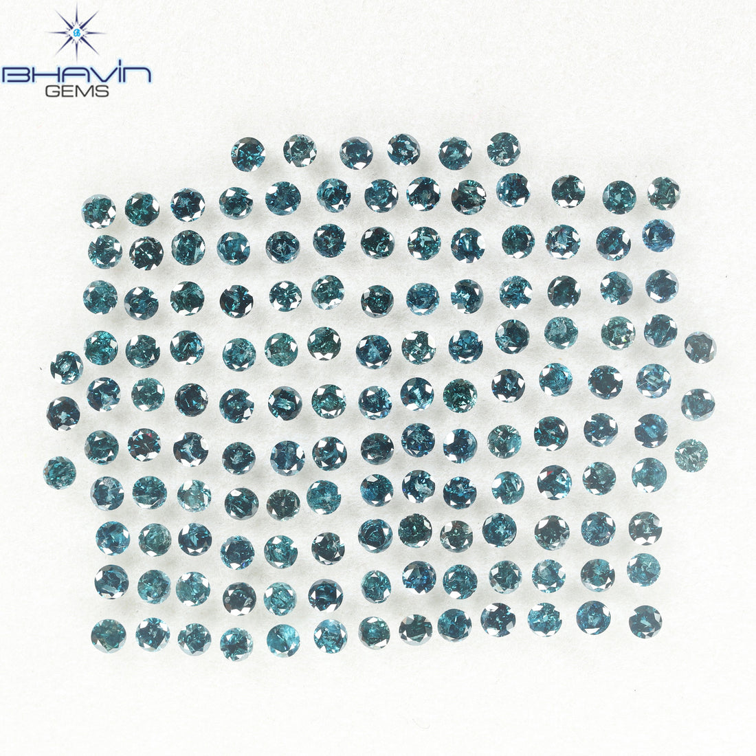 12.66 CT (142 Pcs) Round Natural Diamond Enhanced Blue Color Clarity I3 (2.89 MM)