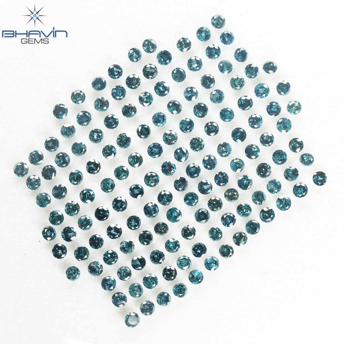12.66 CT (142 Pcs) Round Natural Diamond Enhanced Blue Color Clarity I3 (2.89 MM)