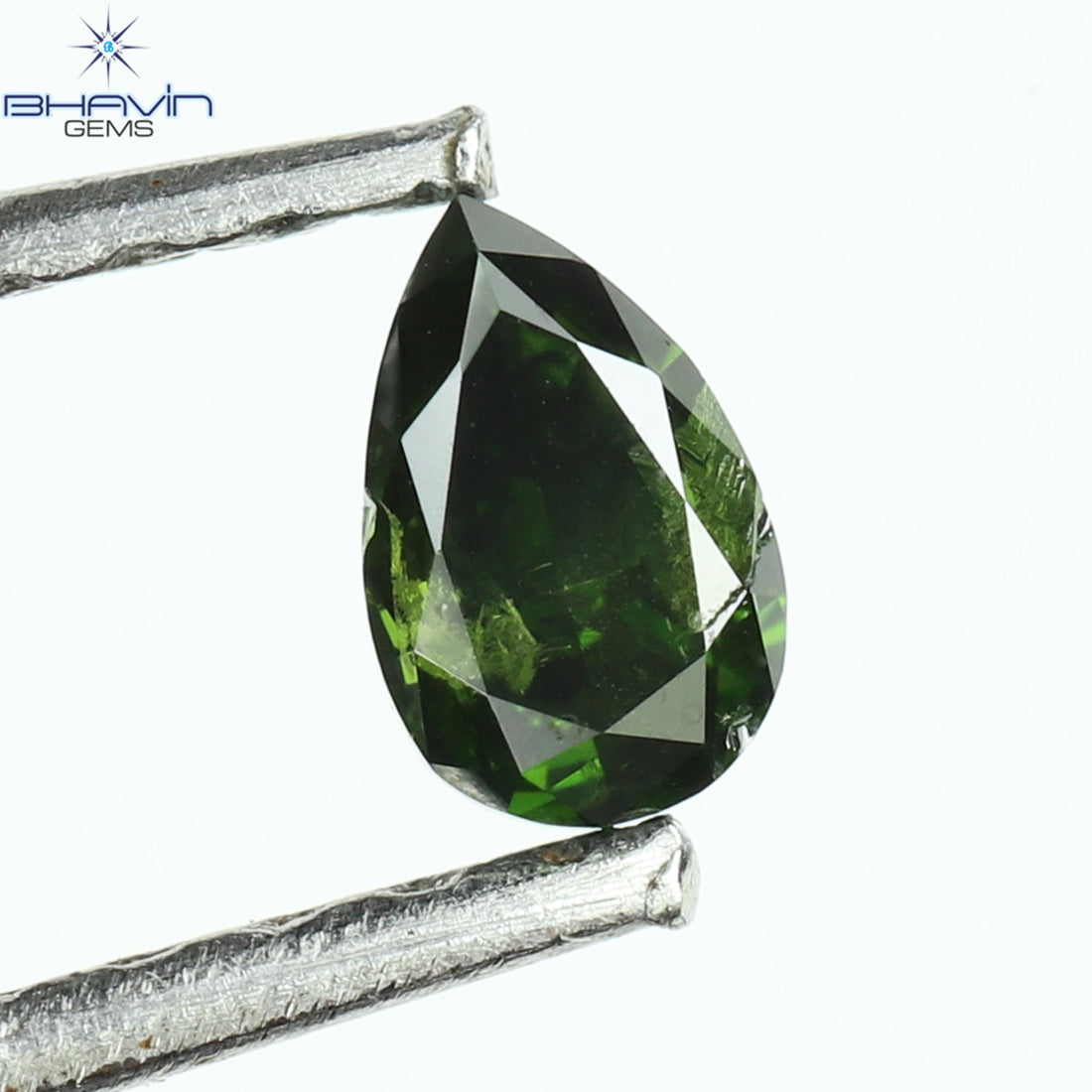 0.18 CT Pear Natural Diamond Enhanced Green Color Clarity I1 (3.96 MM)