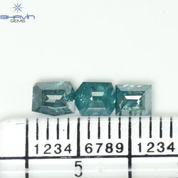 0.93 CT/3 ピース、ミックス ダイヤモンド、ブルー カラー、I3 クラリティ