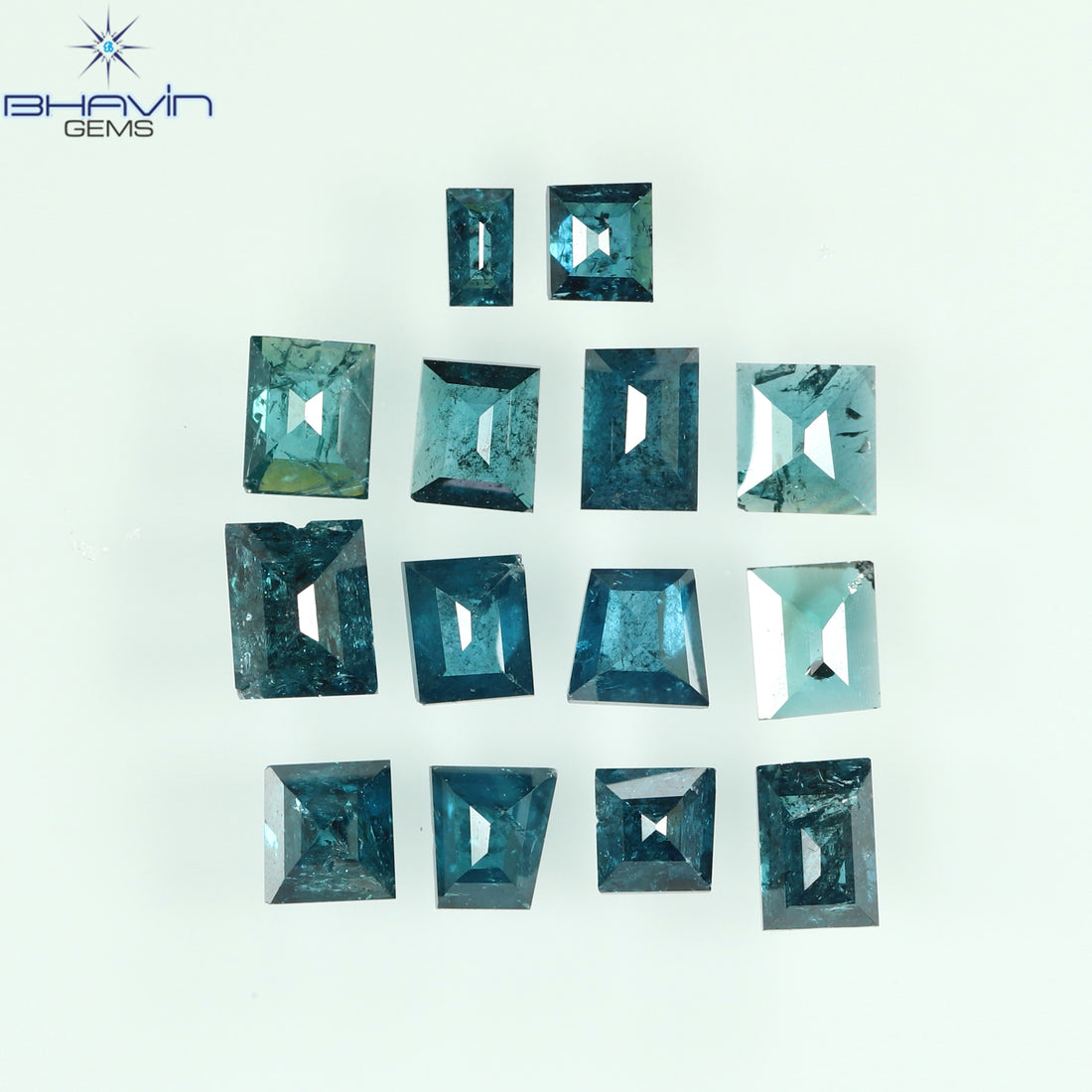 1.19 CT (14 Pcs) Baguette Natural Diamond Enhanced Blue Color Clarity I3 (3.31 MM)