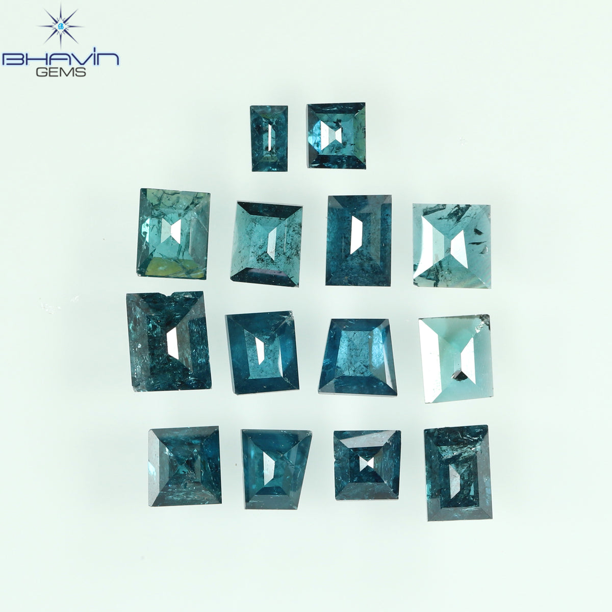 1.19 CT (14 Pcs) Baguette Natural Diamond Enhanced Blue Color Clarity I3 (3.31 MM)