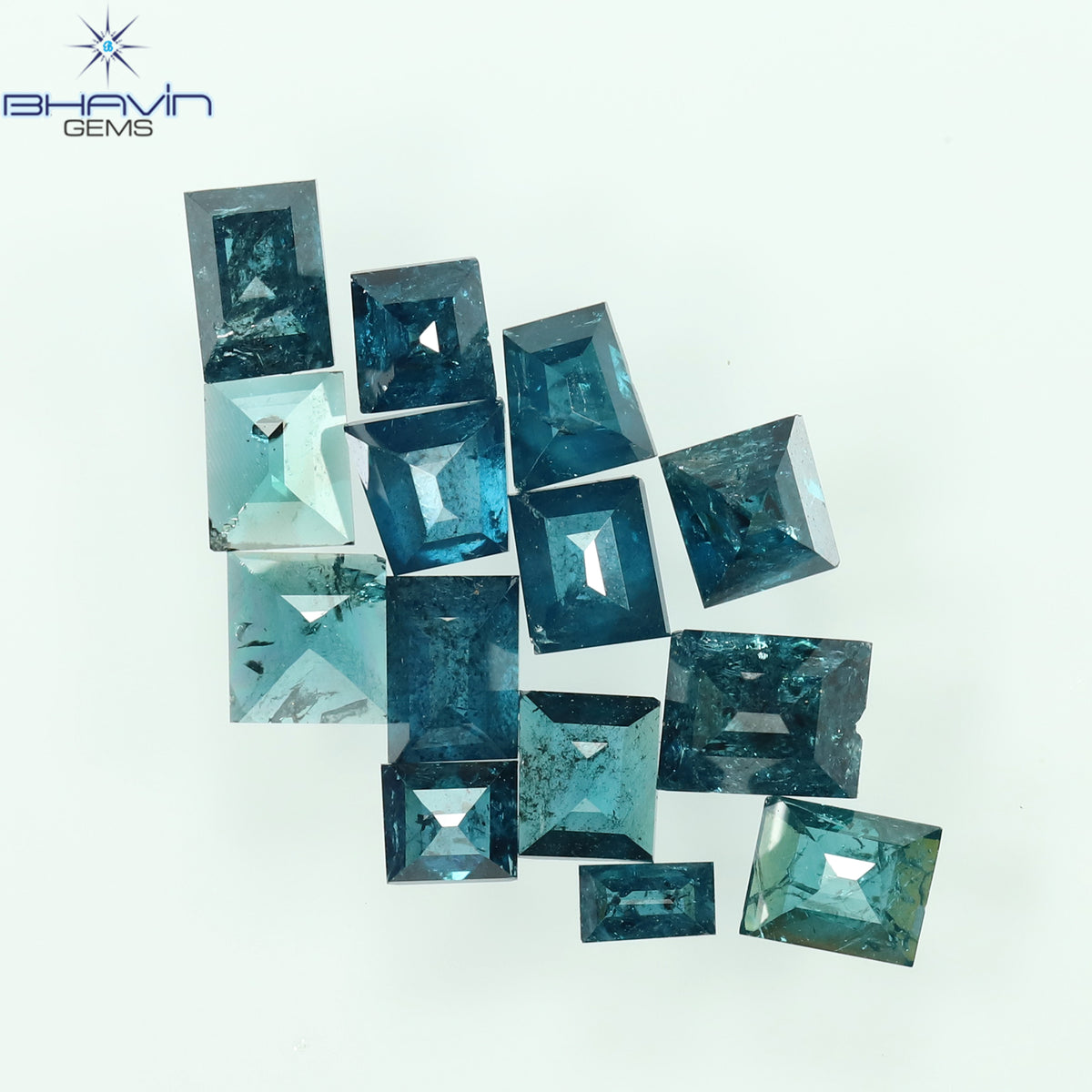 1.19 CT (14 Pcs) Baguette Natural Diamond Enhanced Blue Color Clarity I3 (3.31 MM)