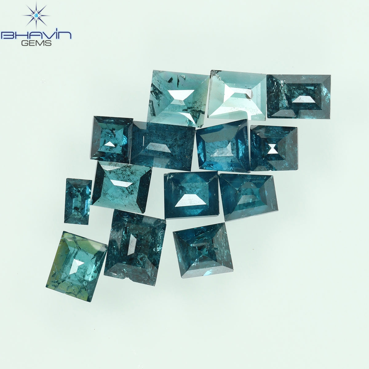 1.19 CT (14 Pcs) Baguette Natural Diamond Enhanced Blue Color Clarity I3 (3.31 MM)