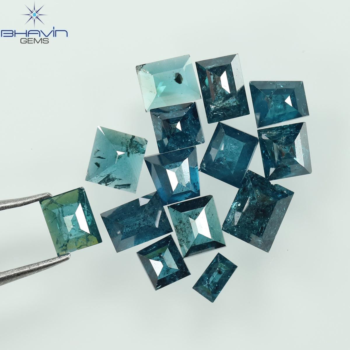 1.19 CT (14 Pcs) Baguette Natural Diamond Enhanced Blue Color Clarity I3 (3.31 MM)