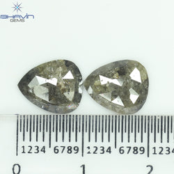 2.78 CT /2 PCS  Pear Shape Natural Diamond Salt And Papper Color I3 Clarity (2.78 MM)